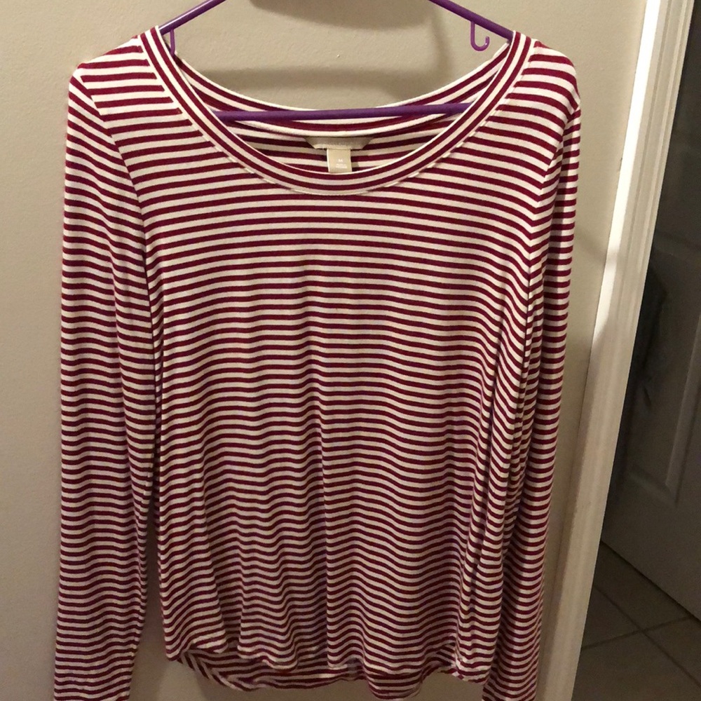 Banana Republic red striped long sleeve T-shirt